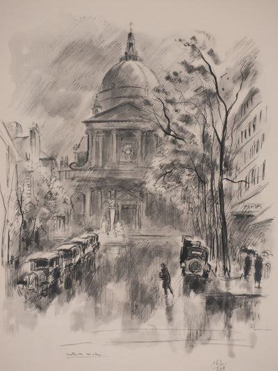 Berthold MAHN : Quartier Latin, environ du Panthéon, Héliogravure signée