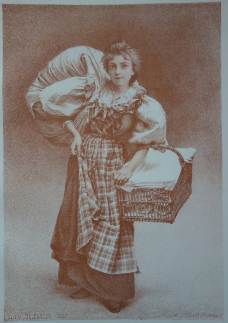Camille BELLANGER : La Blanchisseuse, Lithographie originale signée