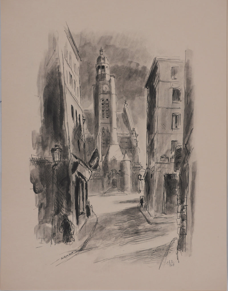 Berthold MAHN : Quartier Latin, Saint Etienne du Mont, Héliogravure signée