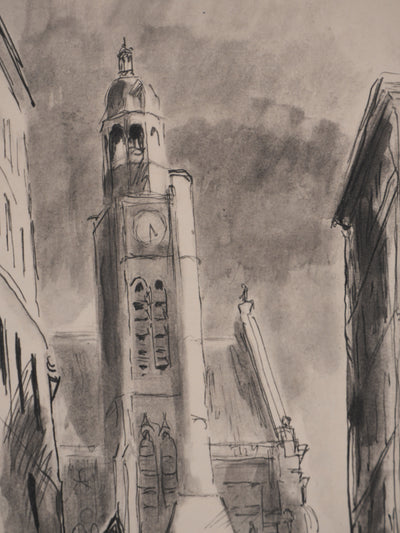 Berthold MAHN : Quartier Latin, Saint Etienne du Mont, Héliogravure signée