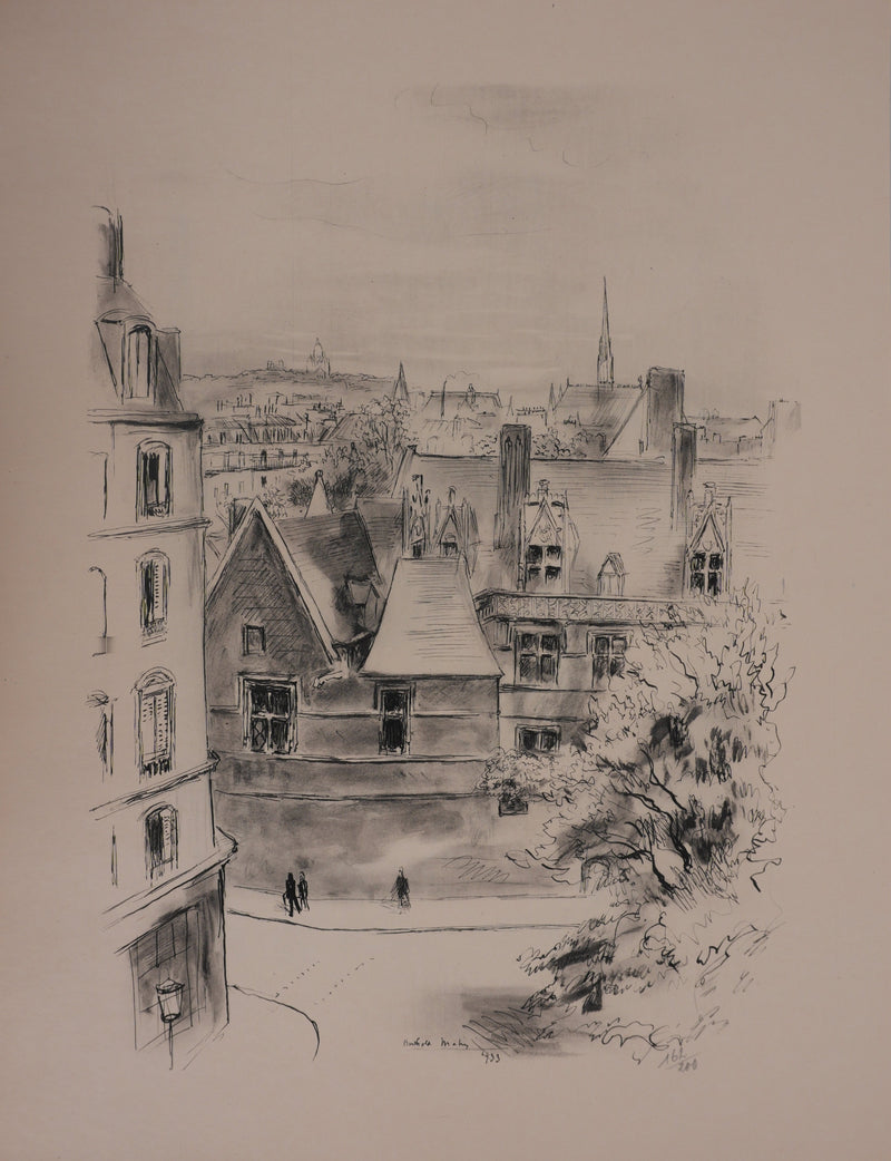 Berthold MAHN : Quartier Latin, Les toits parisiens, Héliogravure signée