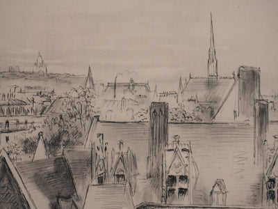 Berthold MAHN : Quartier Latin, Les toits parisiens, Héliogravure signée