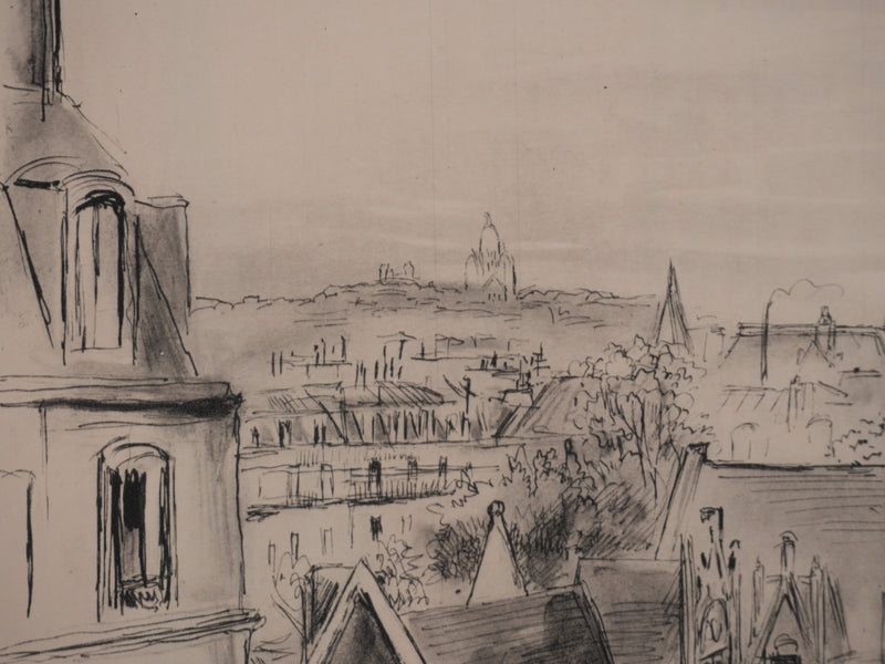 Berthold MAHN : Quartier Latin, Les toits parisiens, Héliogravure signée