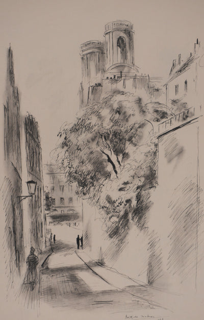 Berthold MAHN : Quartier Latin, Les promeneurs, Héliogravure signée