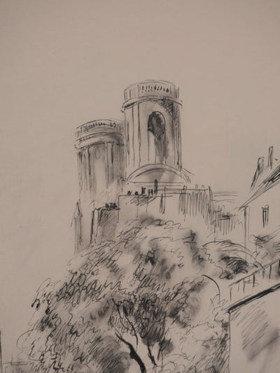 Berthold MAHN : Quartier Latin, Les promeneurs, Héliogravure signée