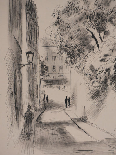 Berthold MAHN : Quartier Latin, Les promeneurs, Héliogravure signée