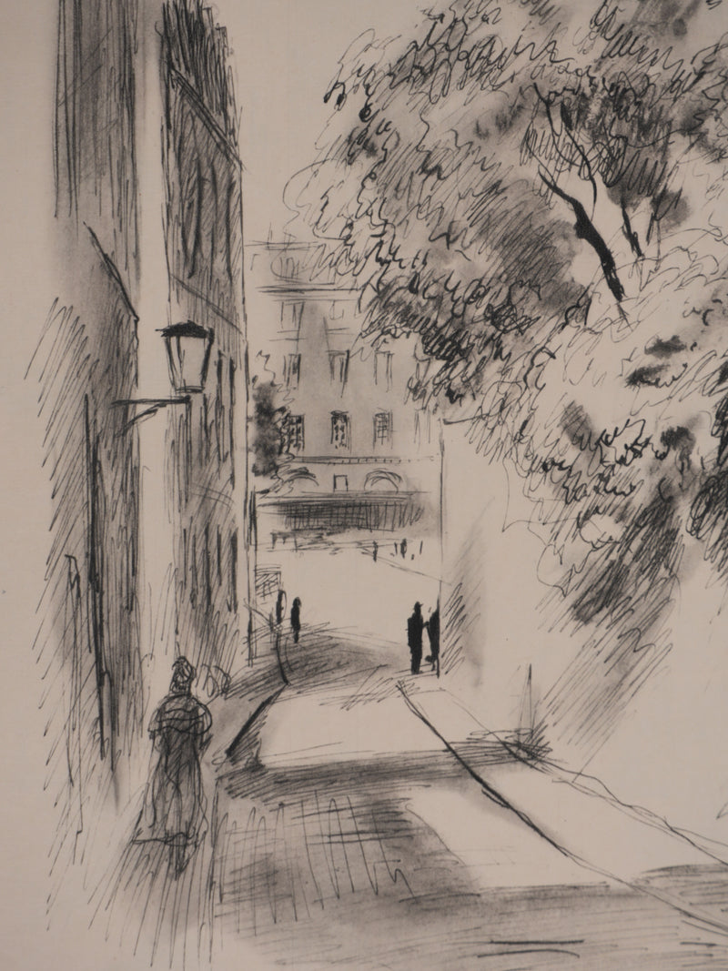 Berthold MAHN : Quartier Latin, Les promeneurs, Héliogravure signée