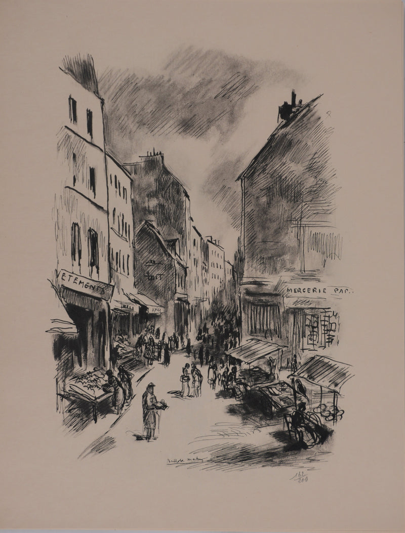 Berthold MAHN : Quartier Latin, Rue Mouffetard, Héliogravure signée
