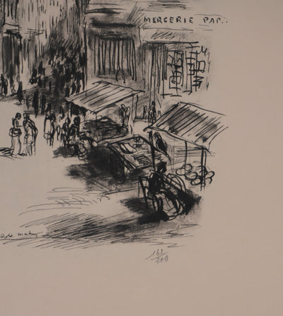 Berthold MAHN : Quartier Latin, Rue Mouffetard, Héliogravure signée