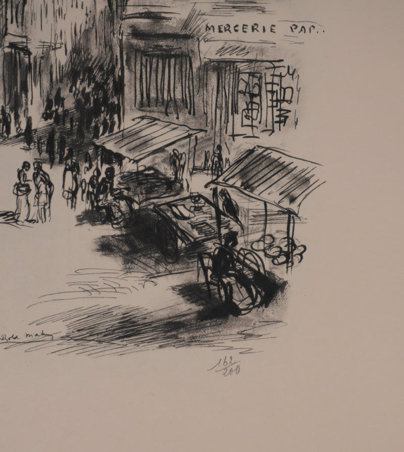 Berthold MAHN : Quartier Latin, Rue Mouffetard, Héliogravure signée