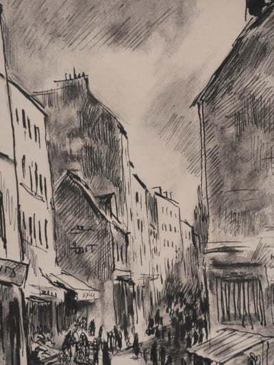 Berthold MAHN : Quartier Latin, Rue Mouffetard, Héliogravure signée