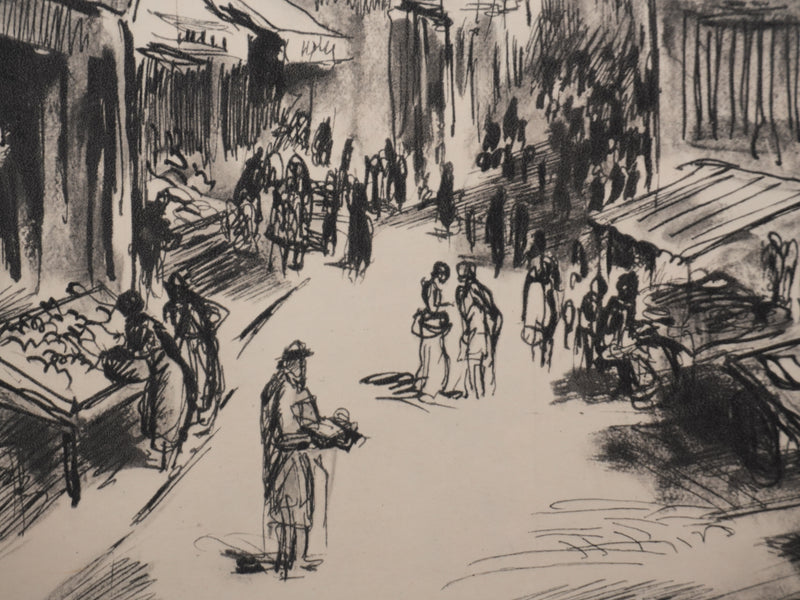Berthold MAHN : Quartier Latin, Rue Mouffetard, Héliogravure signée