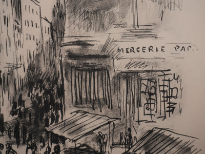 Berthold MAHN : Quartier Latin, Rue Mouffetard, Héliogravure signée