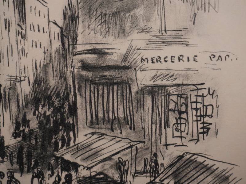 Berthold MAHN : Quartier Latin, Rue Mouffetard, Héliogravure signée
