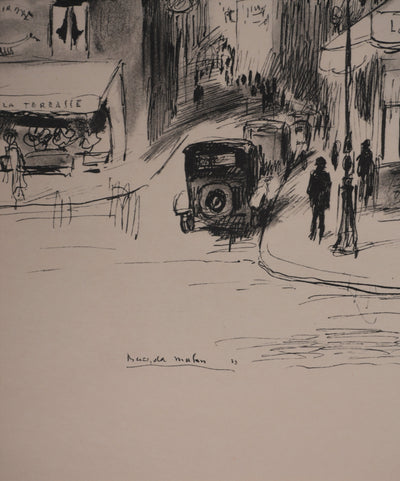Berthold MAHN : Quartier Latin, Au détour d'une ruelle, Héliogravure signée