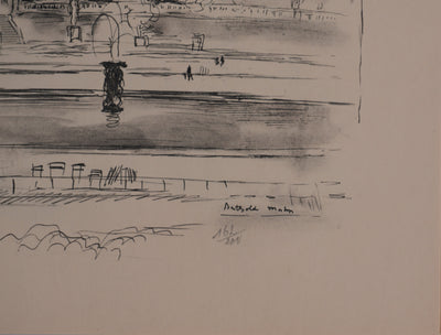 Berthold MAHN : Quartier Latin, Le parc du Luxembourg, Héliogravure signée