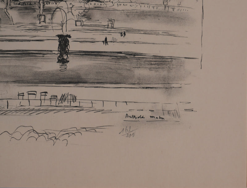Berthold MAHN : Quartier Latin, Le parc du Luxembourg, Héliogravure signée