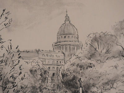 Berthold MAHN : Quartier Latin, Le parc du Luxembourg, Héliogravure signée