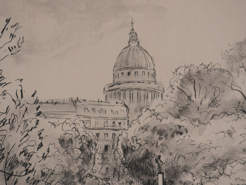 Berthold MAHN : Quartier Latin, Le parc du Luxembourg, Héliogravure signée