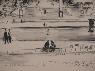 Berthold MAHN : Quartier Latin, Le parc du Luxembourg, Héliogravure signée