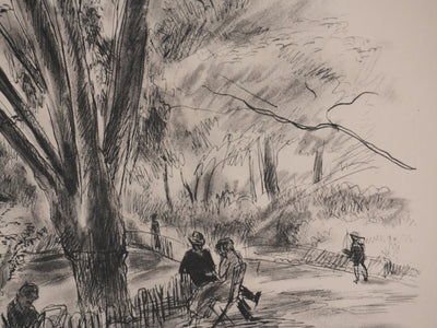 Berthold MAHN : Quartier Latin, Les lecteurs, Héliogravure signée