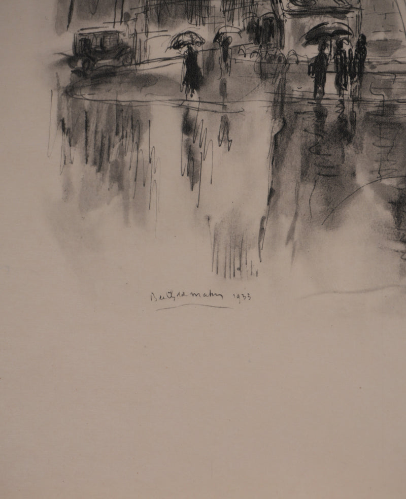 Berthold MAHN : Quartier Latin, La fontaine Saint-Michel, Héliogravure signée