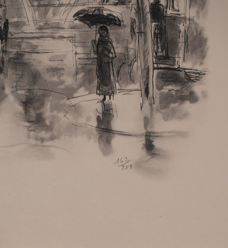 Berthold MAHN : Quartier Latin, La fontaine Saint-Michel, Héliogravure signée
