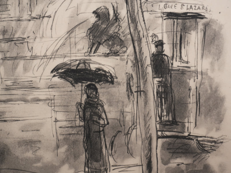 Berthold MAHN : Quartier Latin, La fontaine Saint-Michel, Héliogravure signée