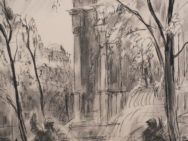 Berthold MAHN : Quartier Latin, La fontaine Saint-Michel, Héliogravure signée