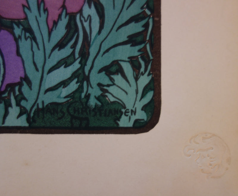 Hans CHRISTIANSEN : Nu dans un champ de coquelicots, Lithographie originale signée