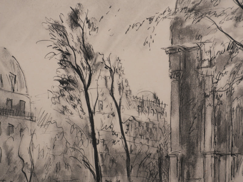 Berthold MAHN : Quartier Latin, La fontaine Saint-Michel, Héliogravure signée