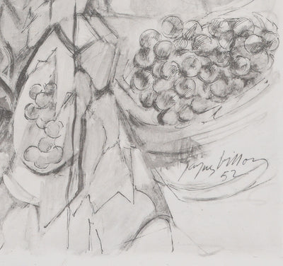 Jacques VILLON : Les vendanges (noir), Gravure originale signée