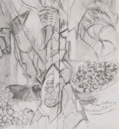Jacques VILLON : Les vendanges (noir), Gravure originale signée