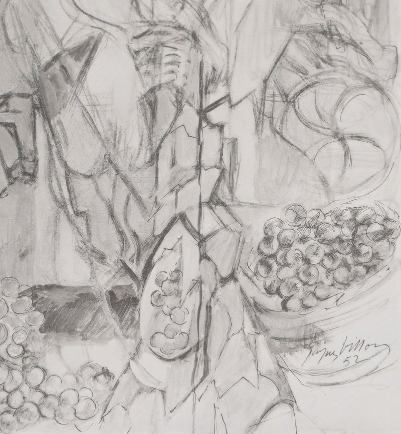 Jacques VILLON : Les vendanges (noir), Gravure originale signée