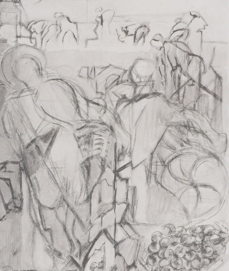 Jacques VILLON : Les vendanges (noir), Gravure originale signée
