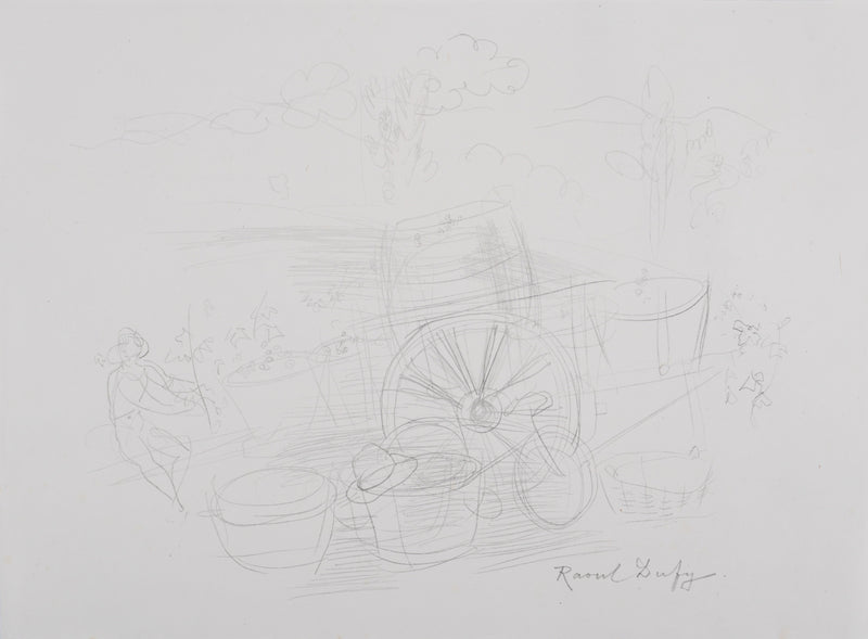 Raoul DUFY : Chariot aux paniers, Lithographie originale signée