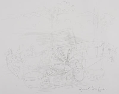 Raoul DUFY : Chariot aux paniers, Lithographie originale signée