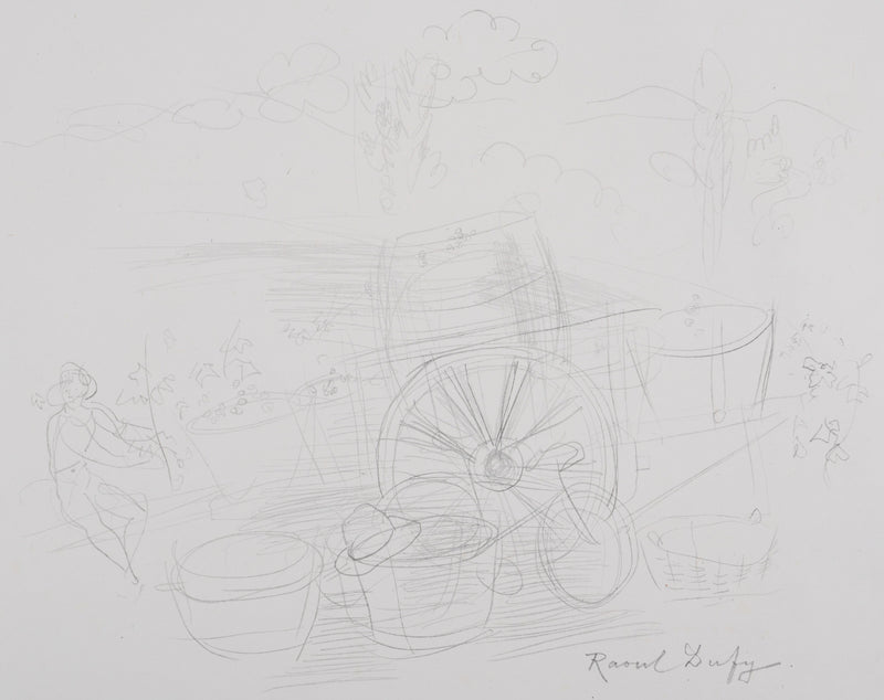 Raoul DUFY : Chariot aux paniers, Lithographie originale signée