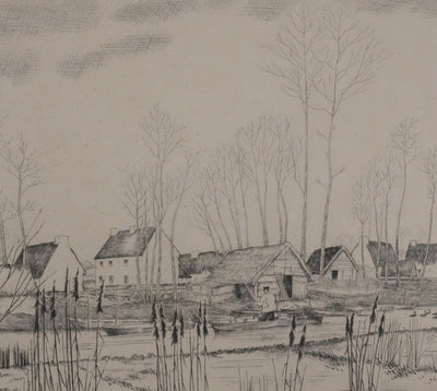 Jean-Emile LABOUREUR : Le marchand d'anguilles, Gravure originale signée