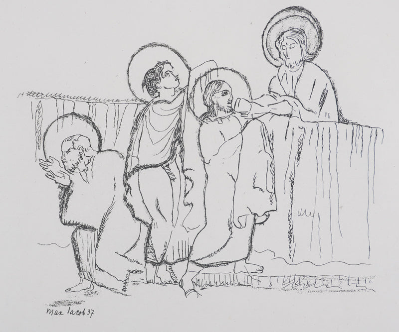 Max JACOB : Le vin de la Cène (noir), Gravure originale signée