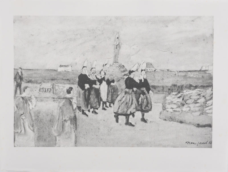 Max JACOB : Bretagne, La procession de la Vierge (noir), Gravure originale signée