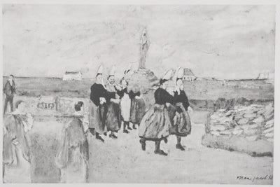 Max JACOB : Bretagne, La procession de la Vierge (noir), Gravure originale signée