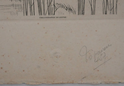 Jean-Emile LABOUREUR : Le marchand d'anguilles, Gravure originale signée