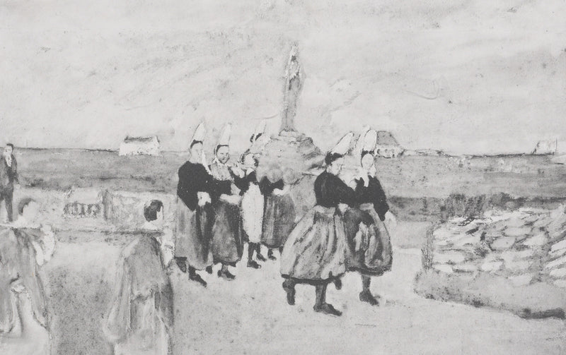Max JACOB : Bretagne, La procession de la Vierge (noir), Gravure originale signée
