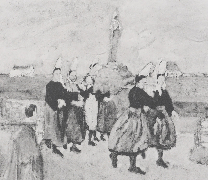 Max JACOB : Bretagne, La procession de la Vierge (noir), Gravure originale signée