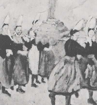 Max JACOB : Bretagne, La procession de la Vierge (noir), Gravure originale signée