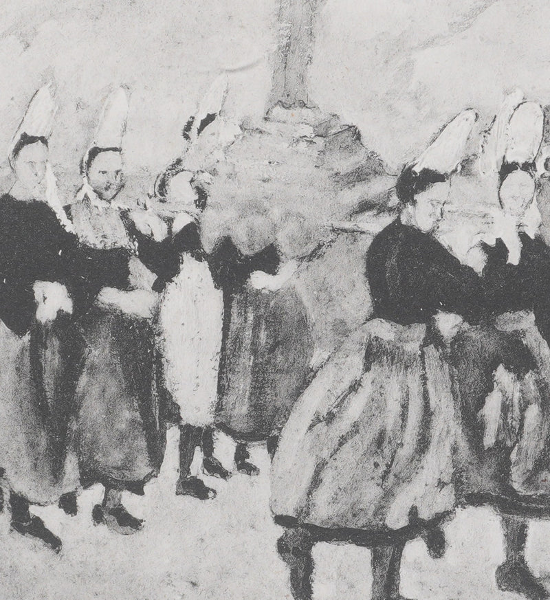 Max JACOB : Bretagne, La procession de la Vierge (noir), Gravure originale signée
