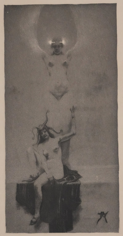 Armand RASSENFOSSE : La folie gardant la chimère, Gravure originale signée