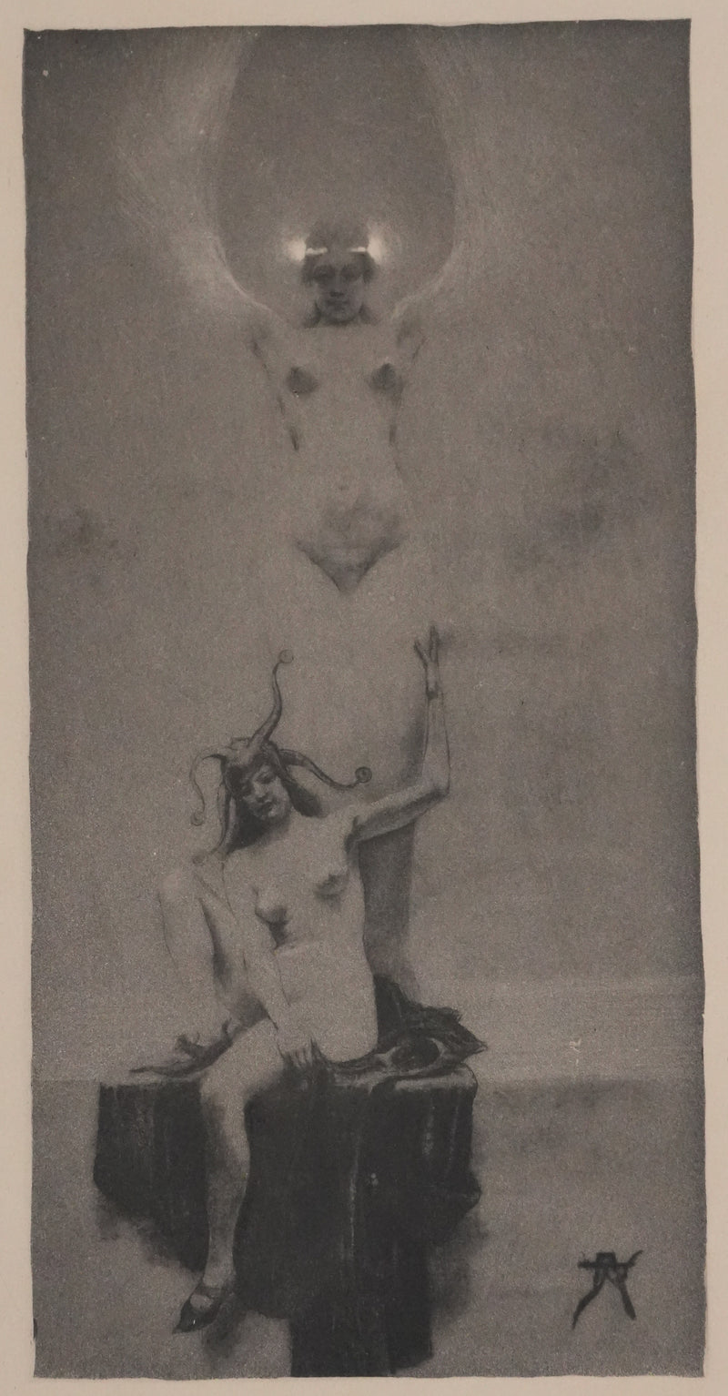 Armand RASSENFOSSE : La folie gardant la chimère, Gravure originale signée