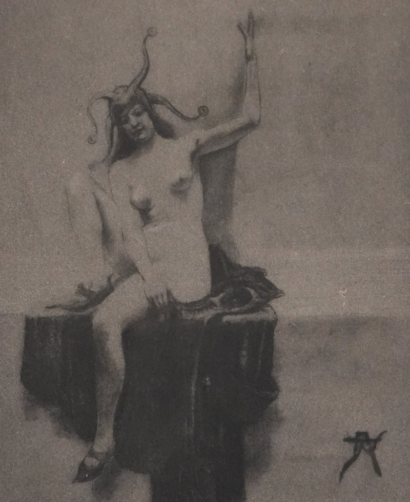 Armand RASSENFOSSE : La folie gardant la chimère, Gravure originale signée